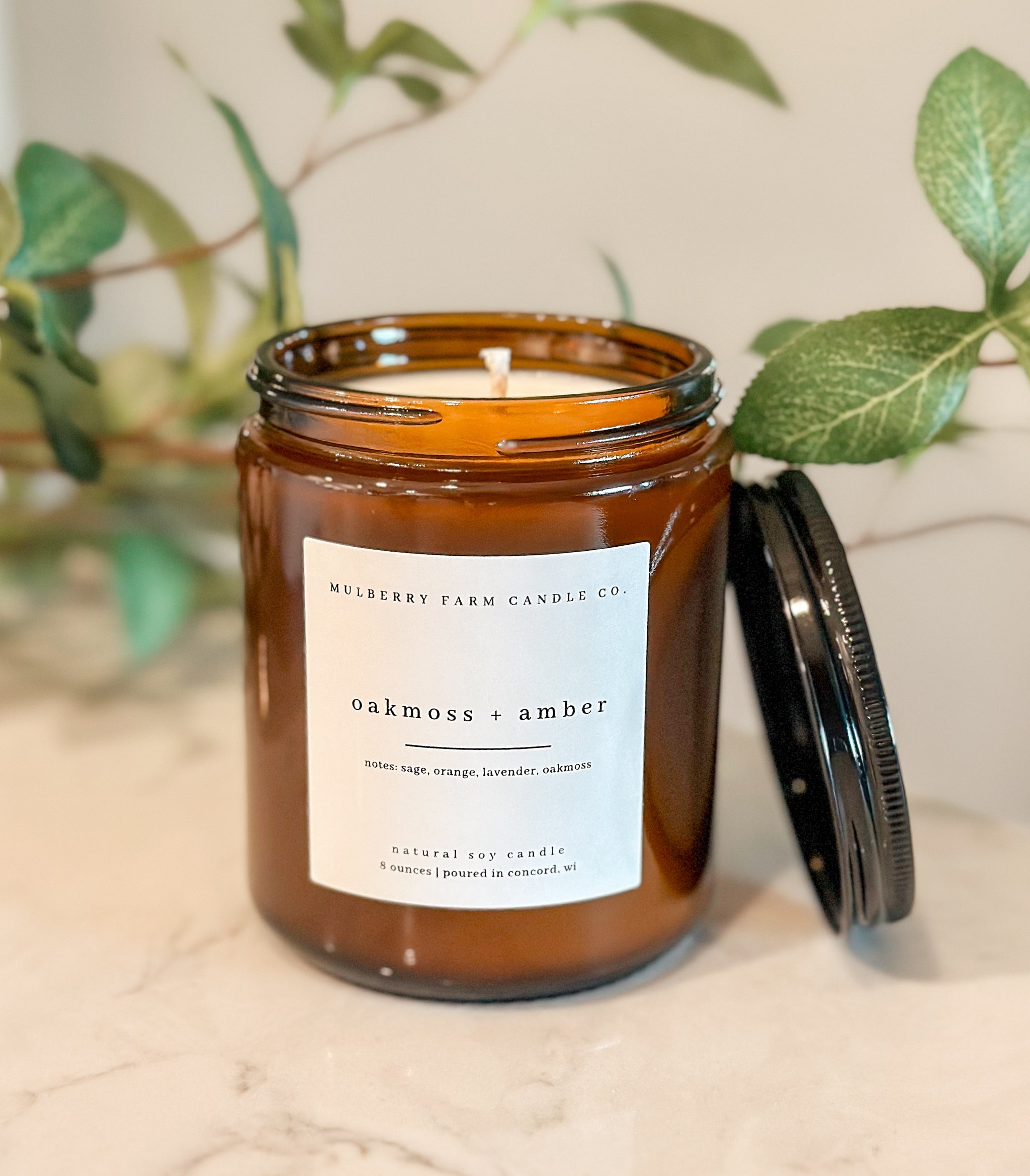 Oakmoss + Amber – Mulberry Farm Candle Co.